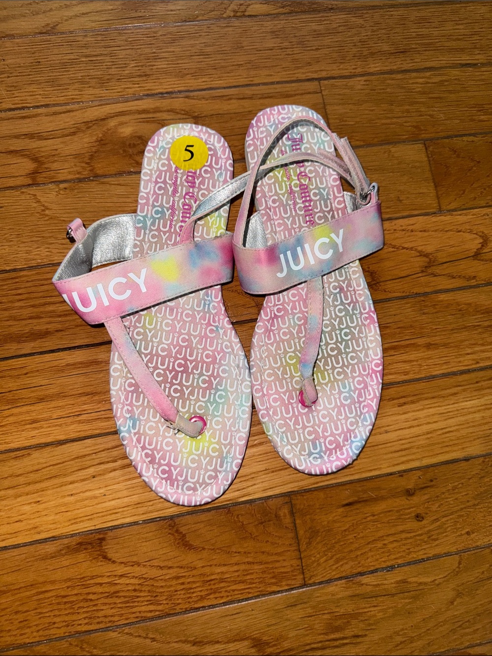 Juicy Couture Pastel Tie-Dye Logo Flip Flop Sandals
